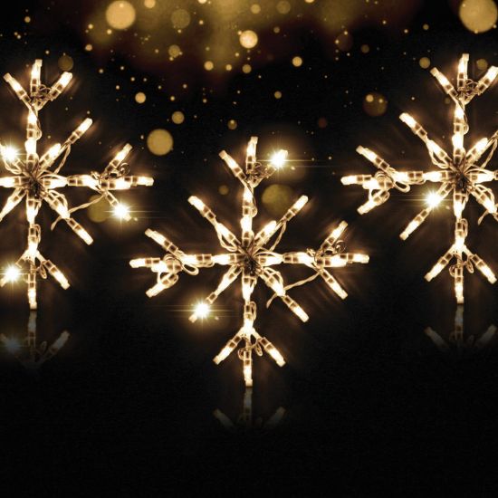 Picture of 13" LED Mini Snowflake Set of 3 - Classic White