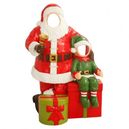 Picture of Reinforced Fiberglass Santa Claus with Elf, photo op,