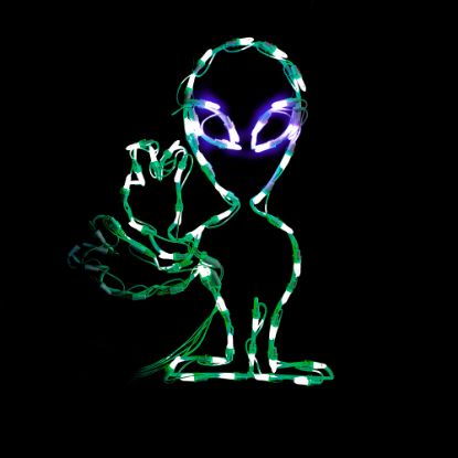 Picture of Halloween LED Alien Waving Peace Out 21"