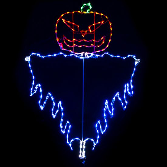 Picture of Halloween LED Jack O Lantern Evil Scarecrow 72 in