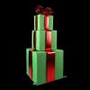 Picture of Nylon Green Gift Boxes Set of 3 Stacking with 1 Red Mylar Bow