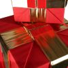 Picture of Nylon Red Gift Boxes Set of 3 Stacking with 3 Gold Mylar Bows