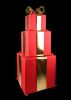 Picture of Nylon Red Gift Boxes Set of 3 Stacking with 3 Gold Mylar Bows