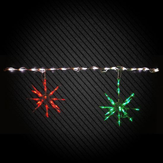 Picture of LED 3D Twinkle Starburst Artisticks Roofline Decor - Red & Green