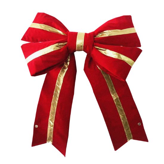 Picture of 12" Red Bow w/Gold Center Stripe